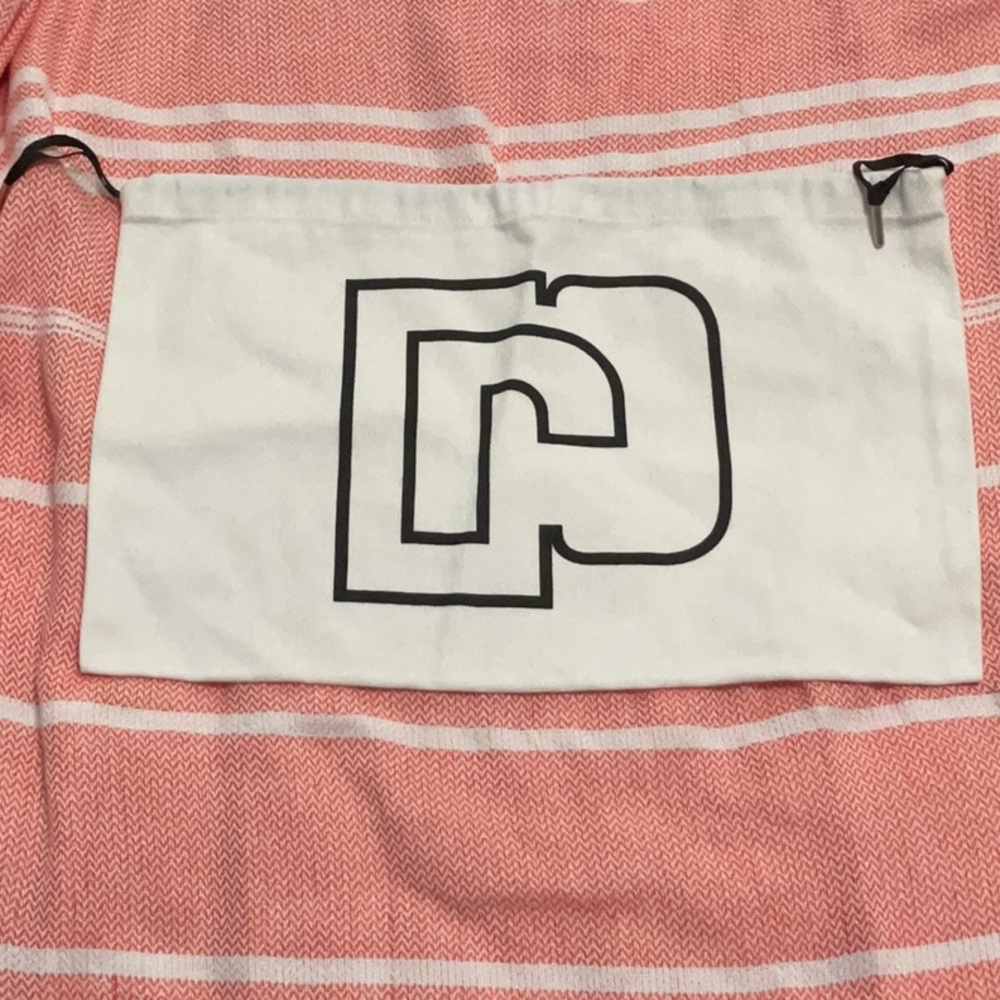 White Drawstring dust Bag with Paco Rabanne Black Logo.